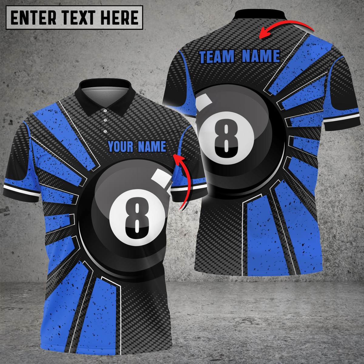 Blisscorners Billiards Classic 8-Ball Multicolor Customized Name, Team Name 3D Shirt