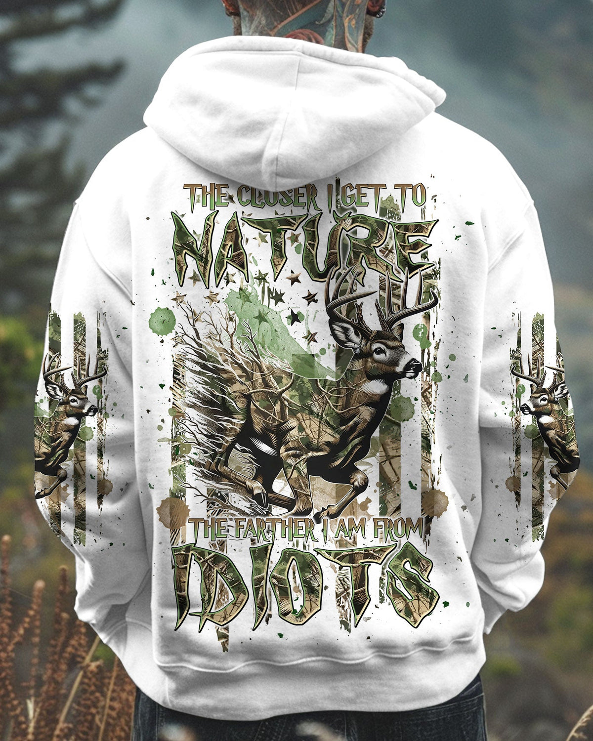BLISSCORNERS THE CLOSER I GET TO NATURE DEER HUNTING ALL OVER PRINT