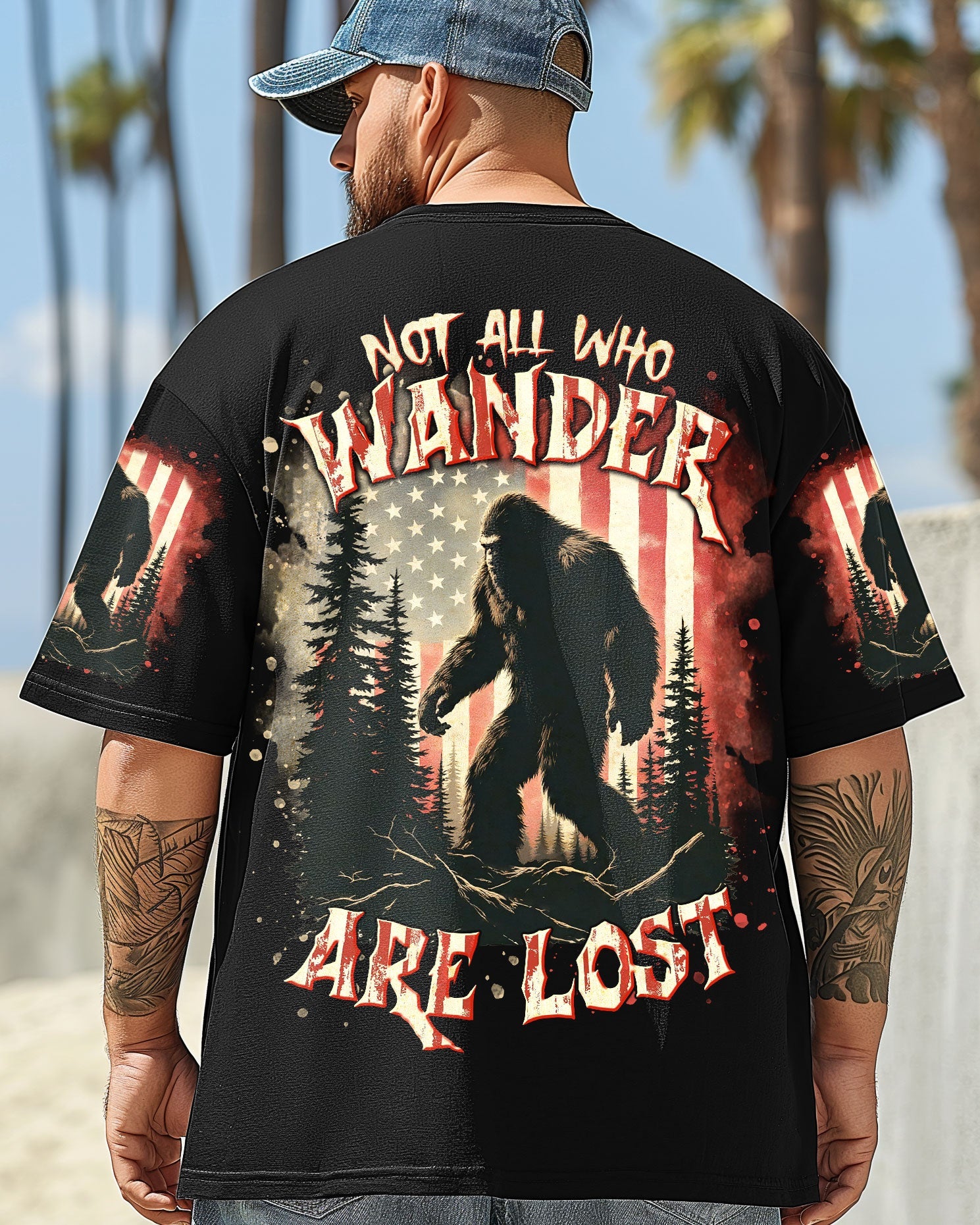 BLISSCORNERS NOT ALL WHO WANDER ARE LOST BIGFOOT ALL OVER PRINT