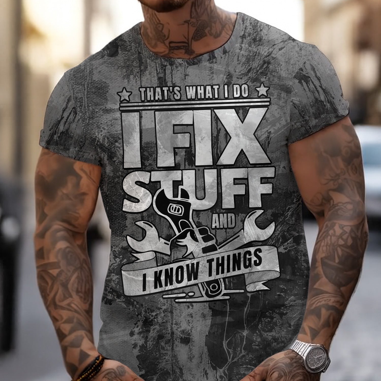 Blisscorners That's What I Do I Fix Stuff And I Know Things Shirt Funny Printed Vintage Mechanic Unisex T Shirt