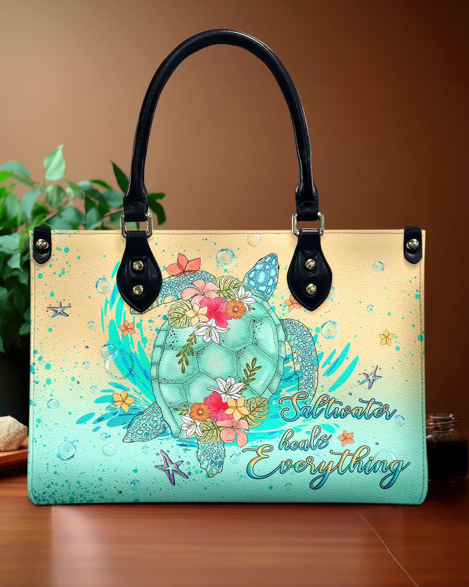 BLISSCORNERS SALTWATER HEALS EVERYTHING LEATHER HANDBAG