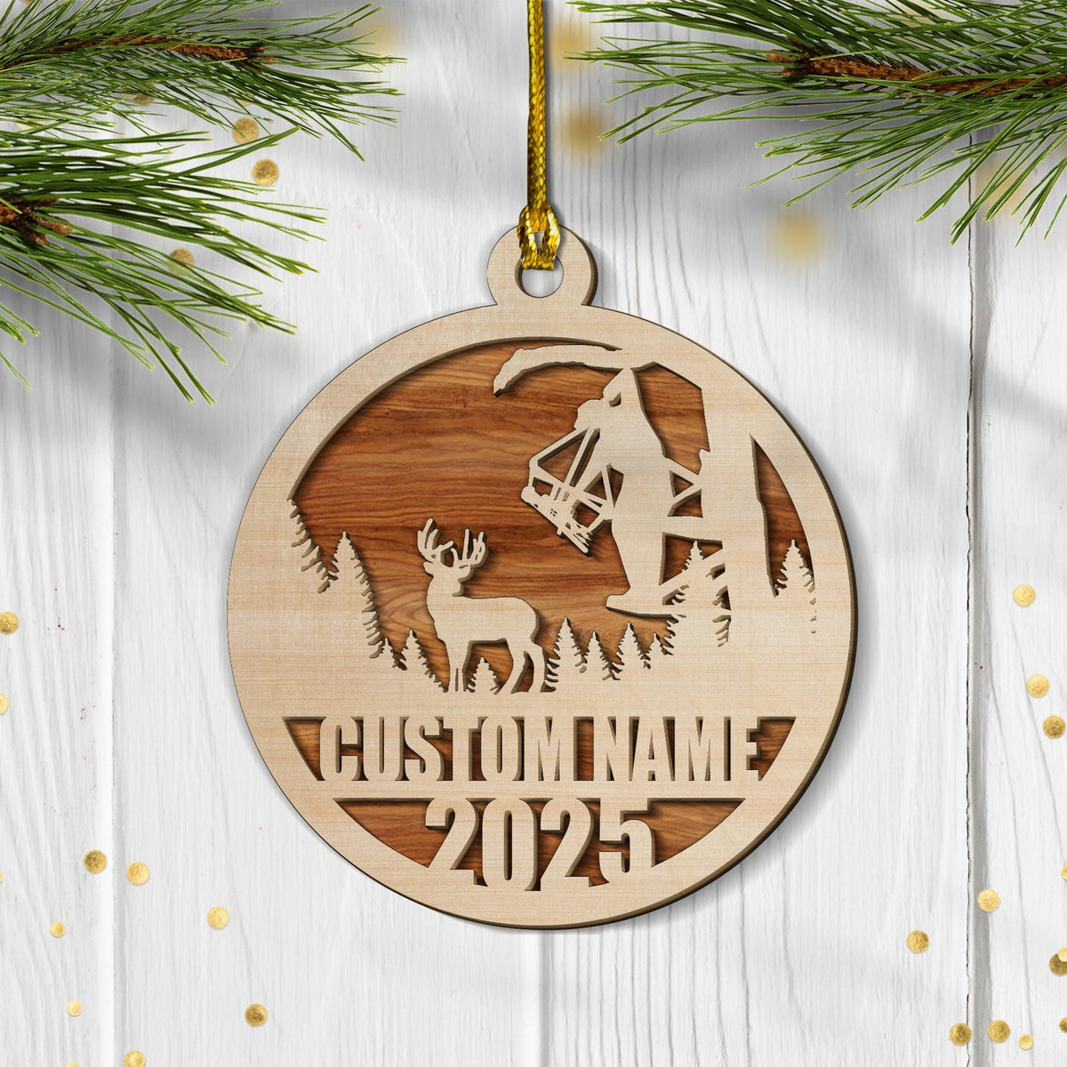 Blisscorners Personalized Bow Hunter Ornament 2025 - Custom Name Gift for Deer Hunters LM0411