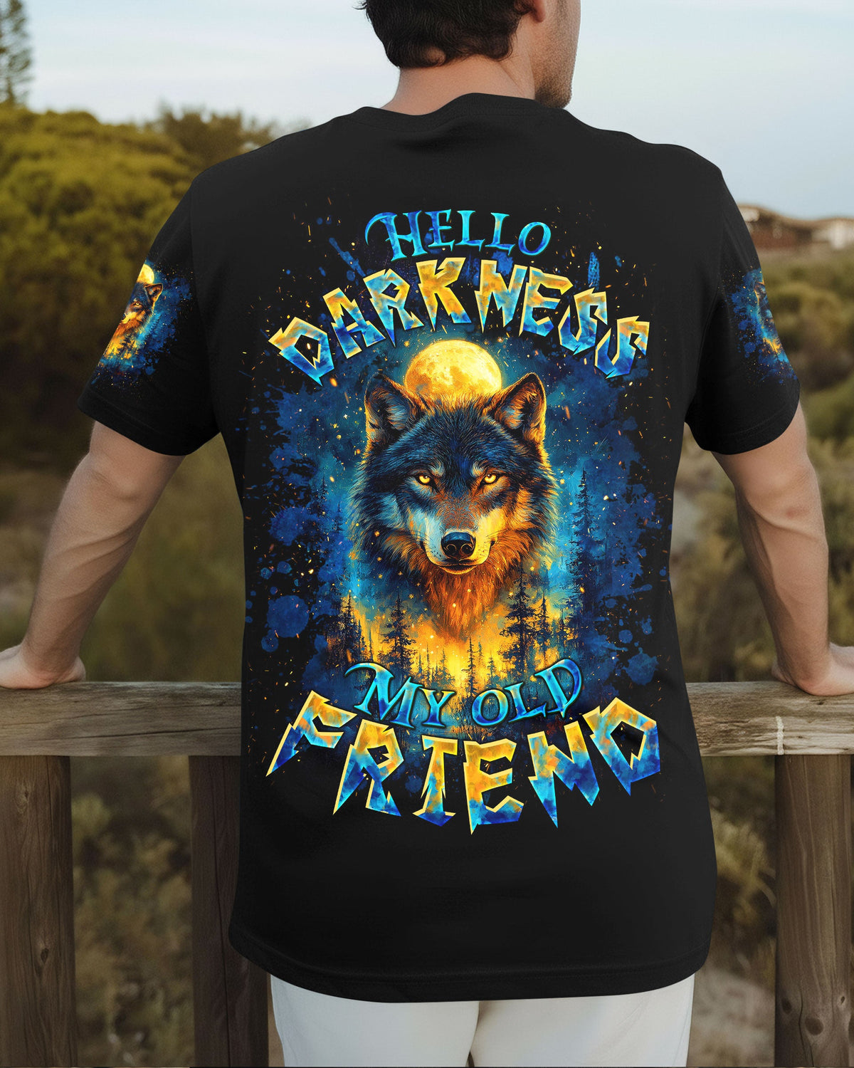 BLISSCORNERS HELLO DARKNESS MY OLD FRIEND WOLF ALL OVER PRINT