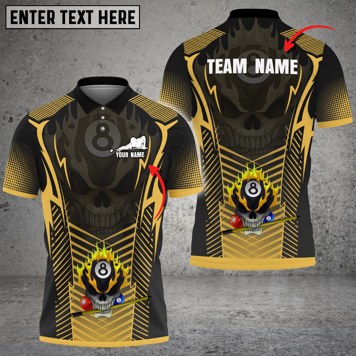 Blisscorners Billiards Flaming Skull Multicolor Customized Name, Team Name 3D Shirt