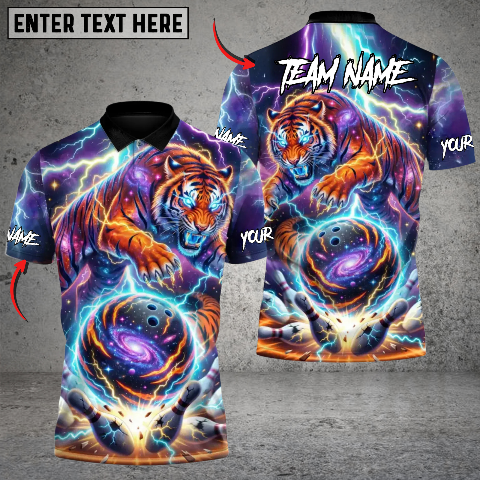 Blisscorners Thunderborn Cosmic Tiger Bowling Dominion Personalized Name 3D Unisex Shirt