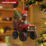 Blisscorners Personalized Funny Deer Truck Acrylic Christmas Ornament - Custom Name Gift for Hunters & Outdoor Lovers LM0411