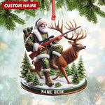 Blisscorners Personalized Acrylic Hunter Santa Riding Deer Christmas Ornament - Custom Hunting Gift Decoration LM0110