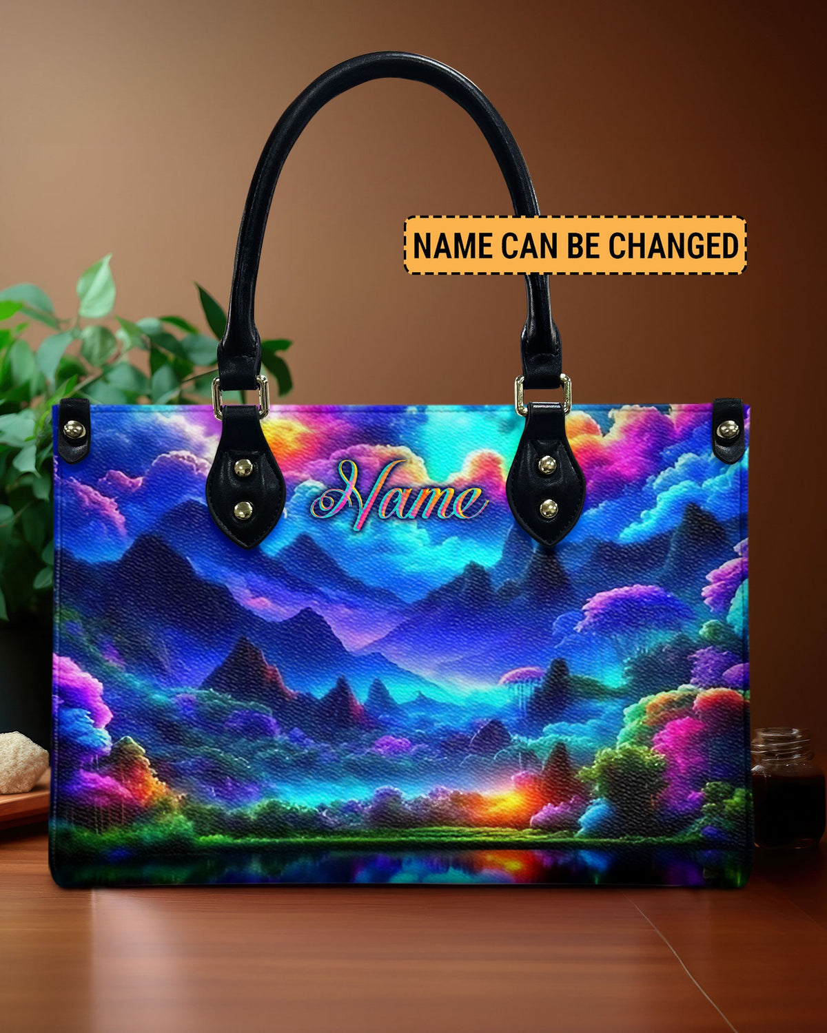 BLISSCORNERS GLOWING NATURE SCENE LEATHER HANDBAG