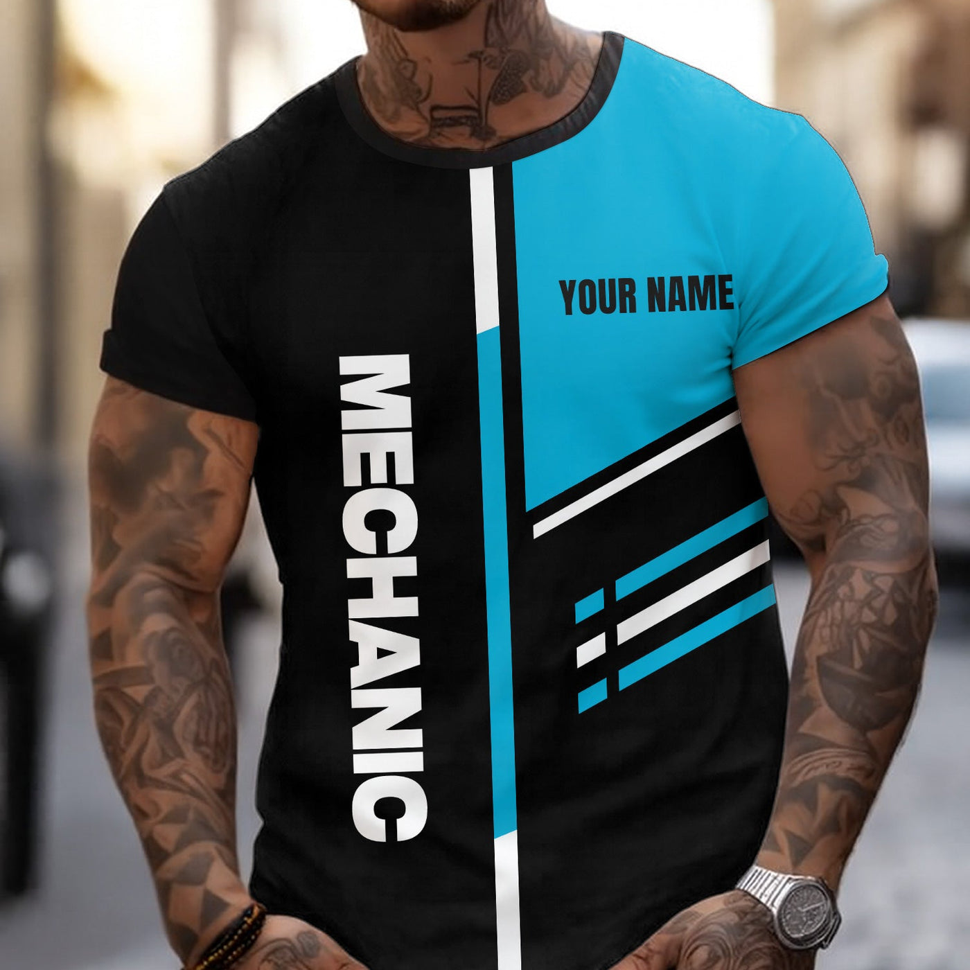 Blisscorners Personalized Mechanic Shirt, Drug Free Job Quote, Custom Name Shirt, Cool Skull Design, Funny Work Apparel, Gift for Mechanics