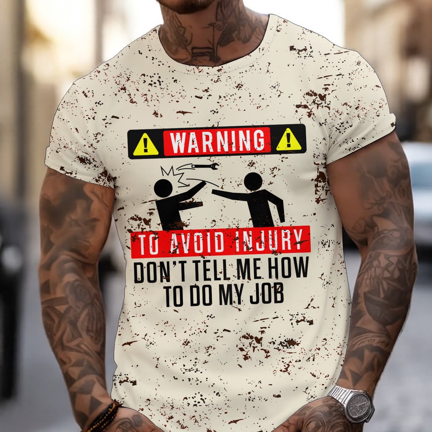 Blisscorners Funny Mechanic Shirt for Men, Warning To Avoid Injury Don’t Tell Me How to Do My Job T-Shirt, Work Humor Novelty Shirt