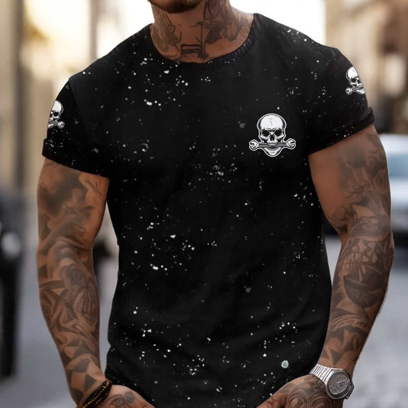 Blisscorners Mechanic Skeleton Shirt, Funny Fix Stupid Graphic Tee, Unique Gift for Mechanics, Skull and Bones Design, Humor Apparel for Auto Repair