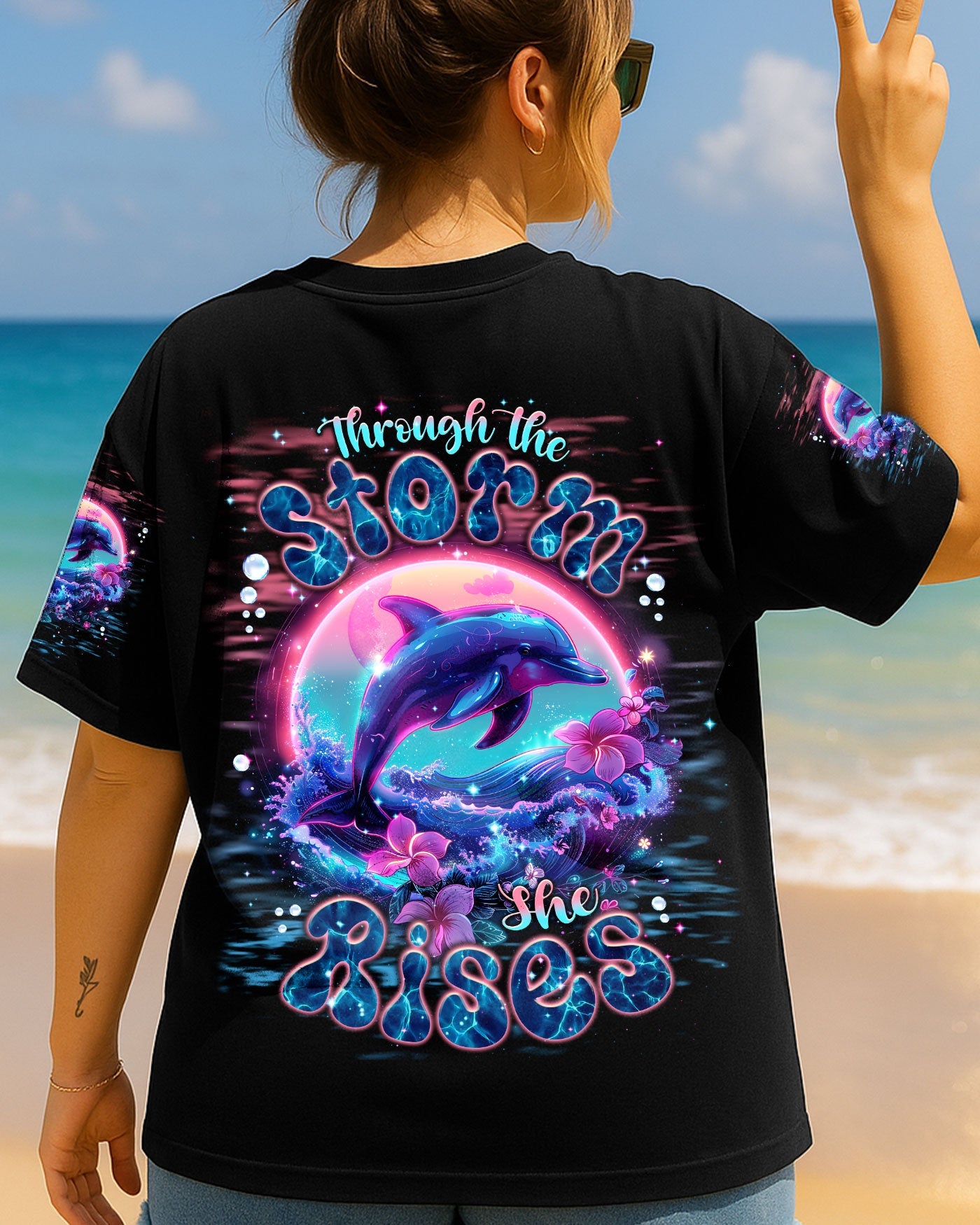 BLISSCORNERS THROUGH THE STORM DOLPHIN ALL OVER PRINT