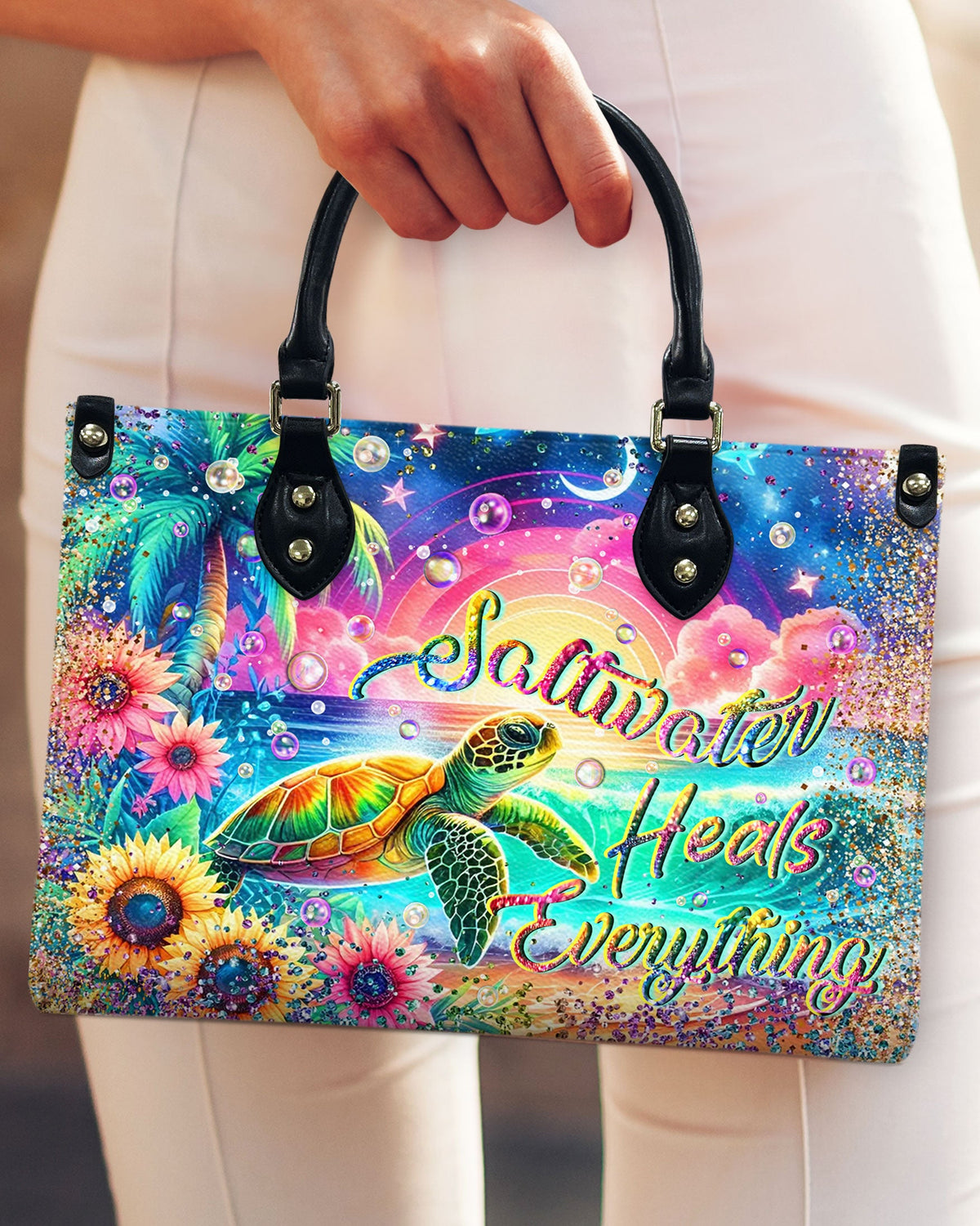 BLISSCORNERS SALTWATER HEALS EVERYTHING LEATHER HANDBAG