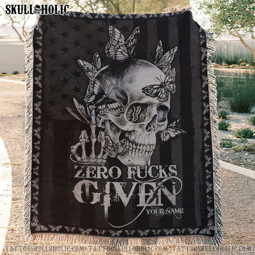 BLISSCORNERS PERSONALIZED SKULL BUTTERFLY DEMON DARK WOVEN & FLEECE BLANKET