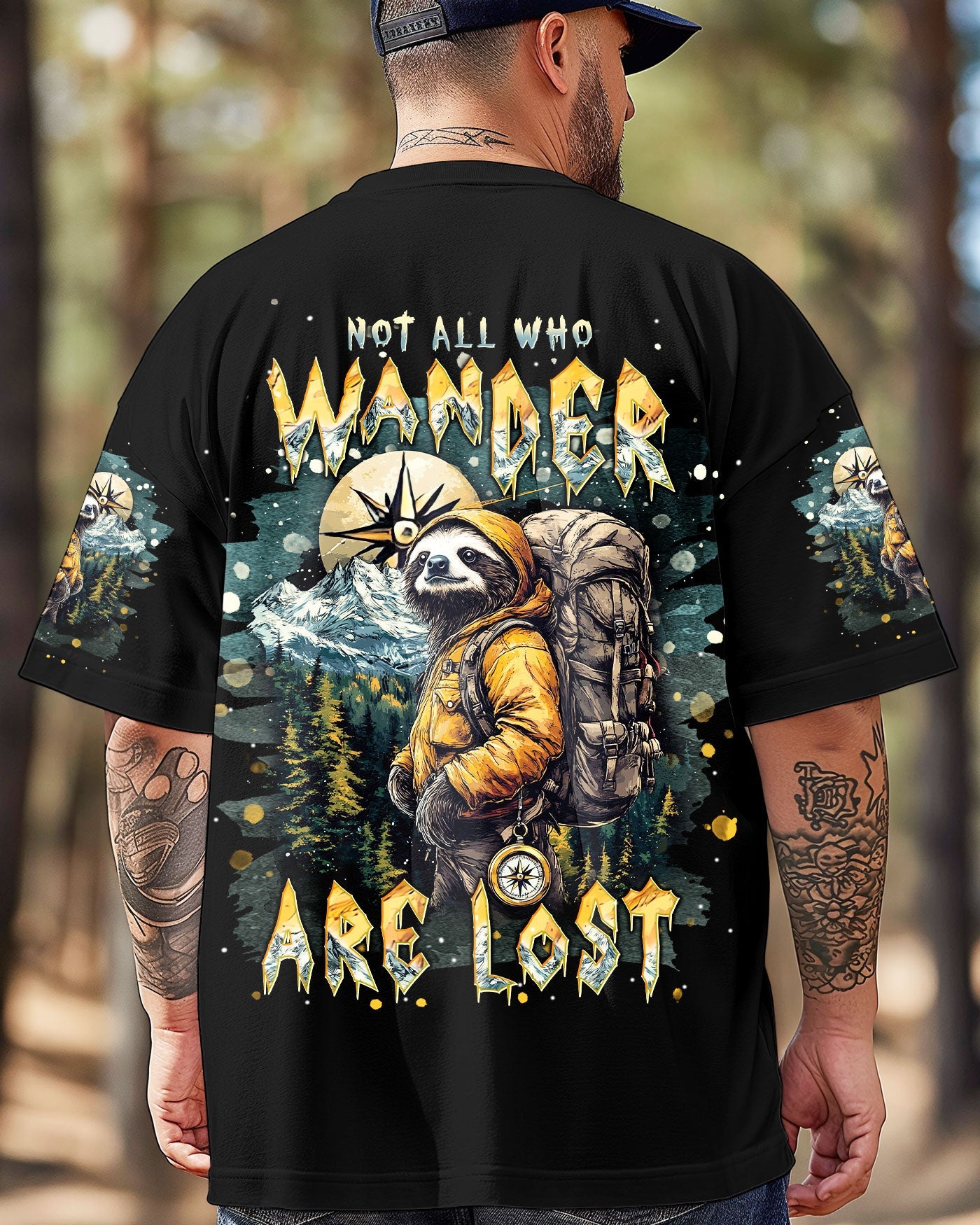 BLISSCORNERS NOT ALL WHO WANDER ARE LOST SLOTH ALL OVER PRINT