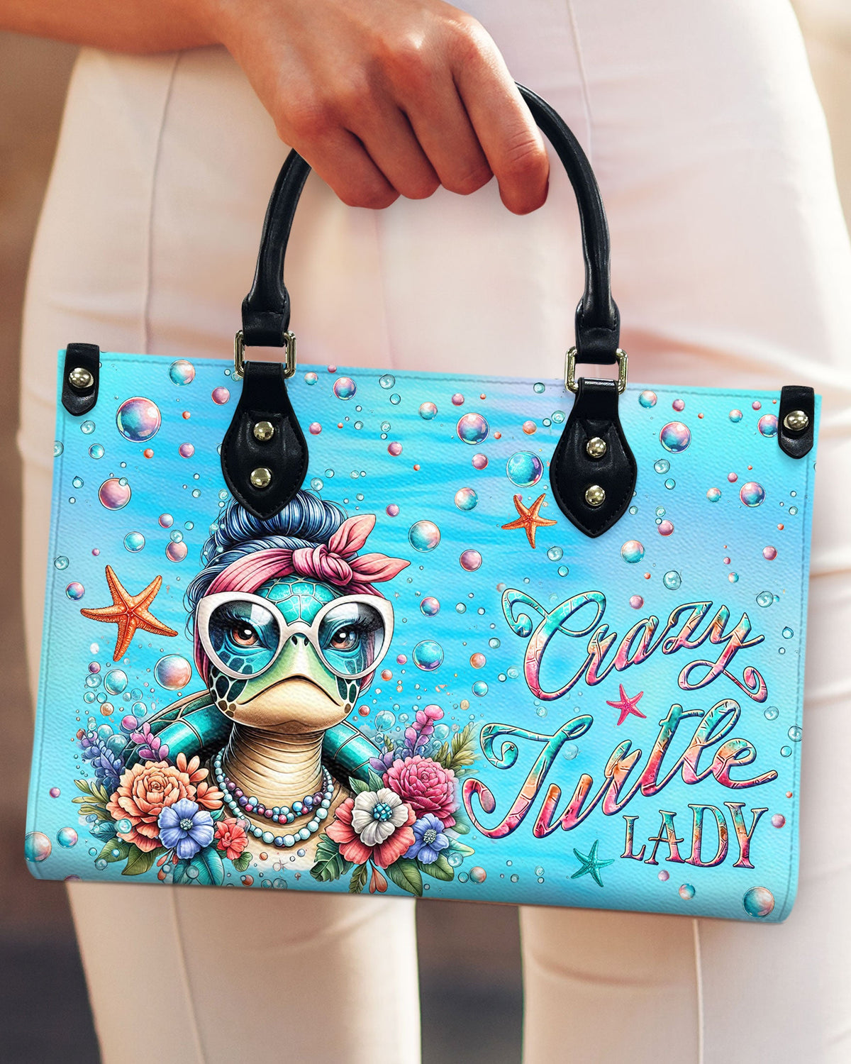 BLISSCORNERS CRAZY TURTLE LADY LEATHER HANDBAG