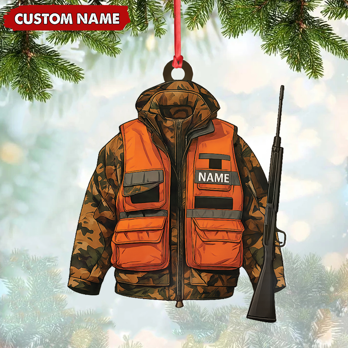 Blisscorners Personalized Hunter Ornament - Custom Camo Jacket Christmas Decoration for Men & Hunters LM0411