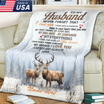 Blisscorners Personalized To My Husband Hunting Deer Fleece Blanket - Custom Name Gift for Husband, Anniversary LM1611