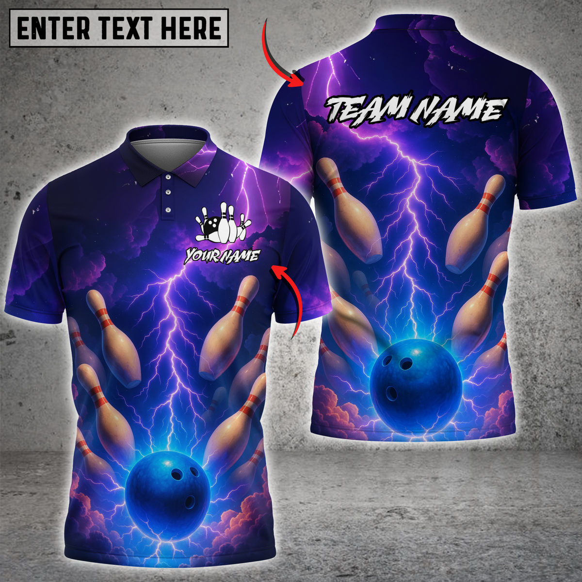 Blisscorners Bowling Electric Storm Multicolor Customized Name, Team Name 3D Shirts