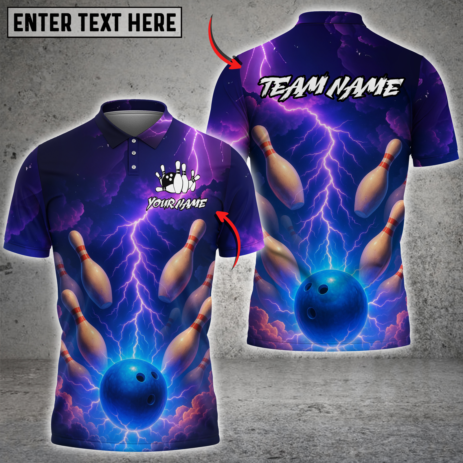 Blisscorners Bowling Electric Storm Multicolor Customized Name, Team Name 3D Shirts