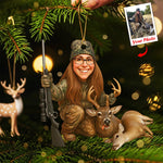 Blisscorners Personalized Hunting Acrylic Christmas Ornament Custom Photo Caricature Gift For Hunters LM0110