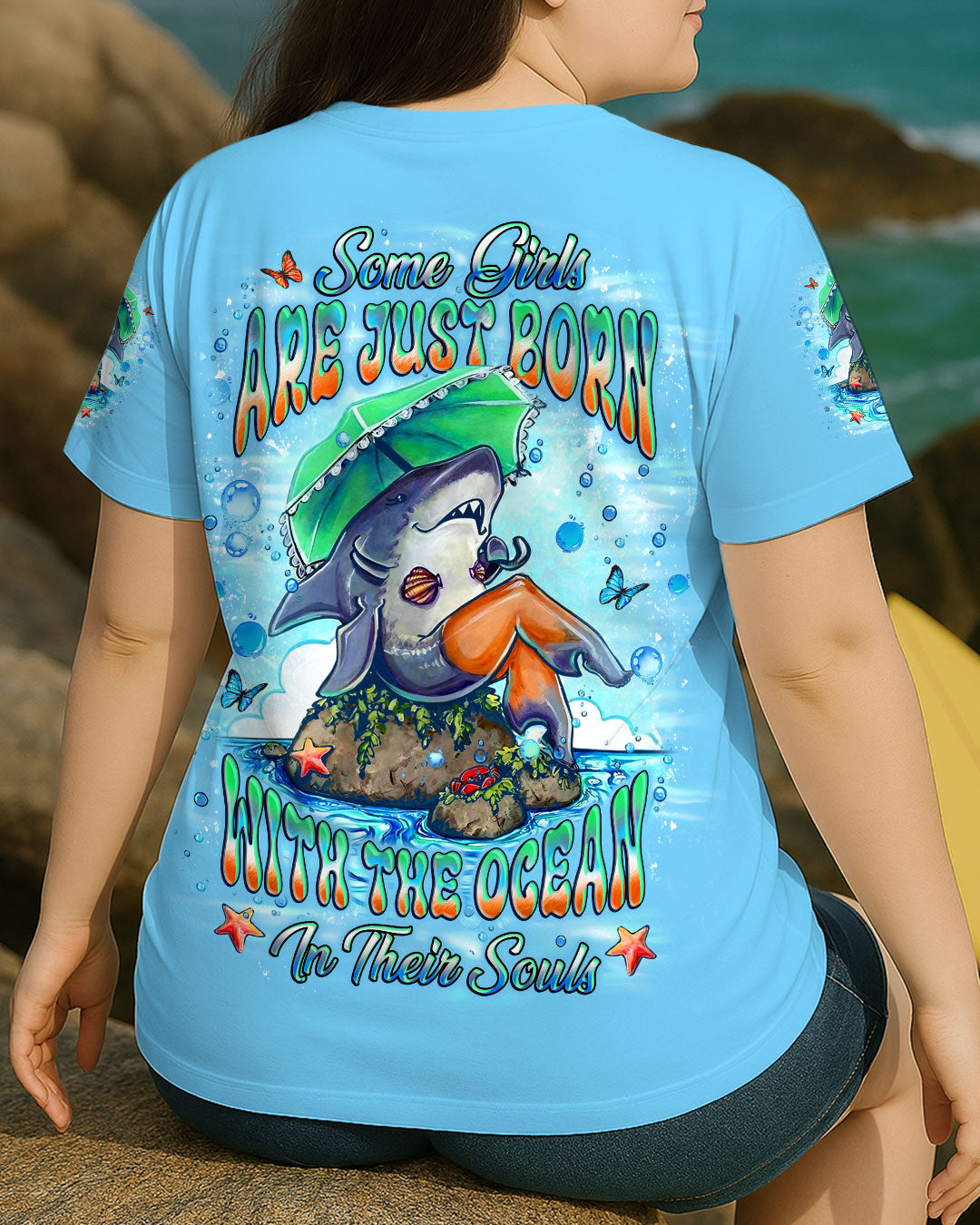 BLISSCORNERS SOME GIRLS ARE JUST BORN SHARK ALL OVER PRINT