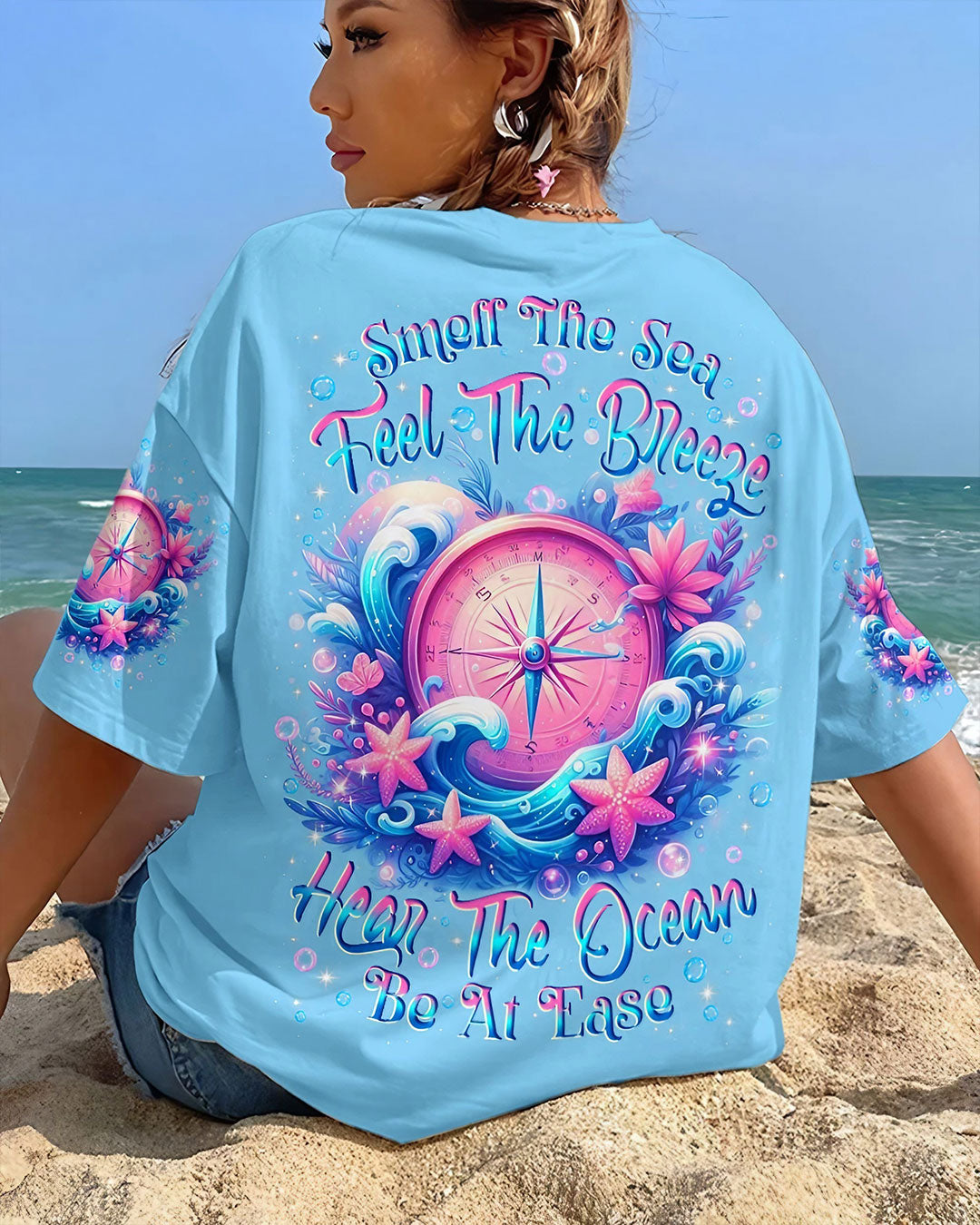 BLISSCORNERS SMELL THE SEA FEEL THE BREEZE COMPASS ALL OVER PRINT
