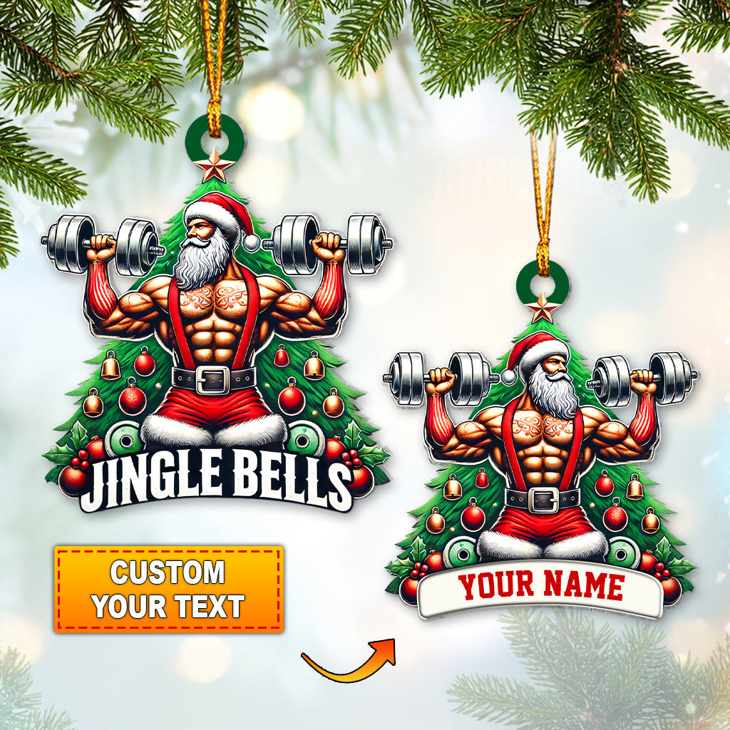 Blisscorners Custom Name Weightlifting Christmas Ornament, Santa Christmas Gift2D Flat LM2111