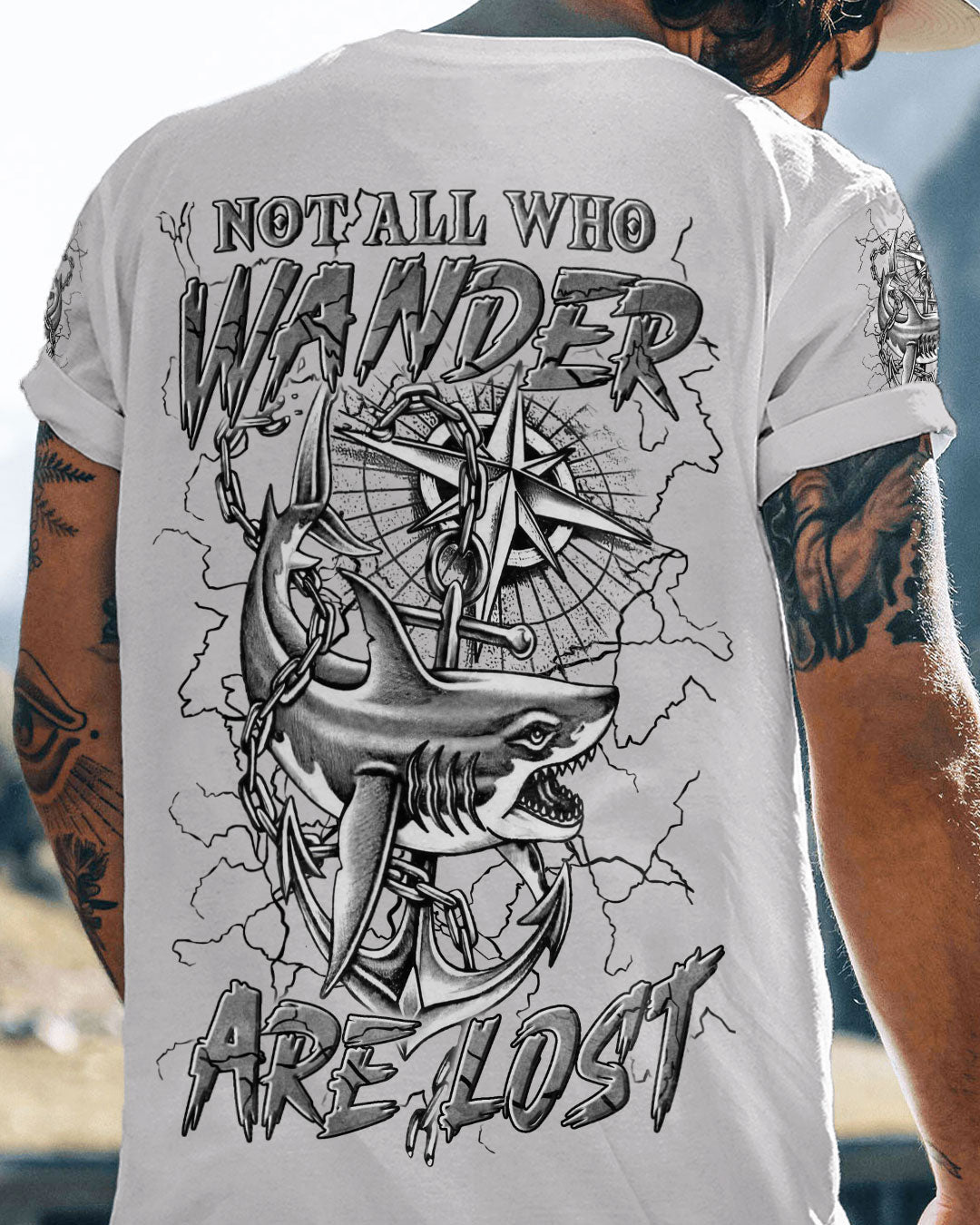 BLISSCORNERS NOT ALL WHO WANDER ARE LOST COMPASS ALL OVER PRINT