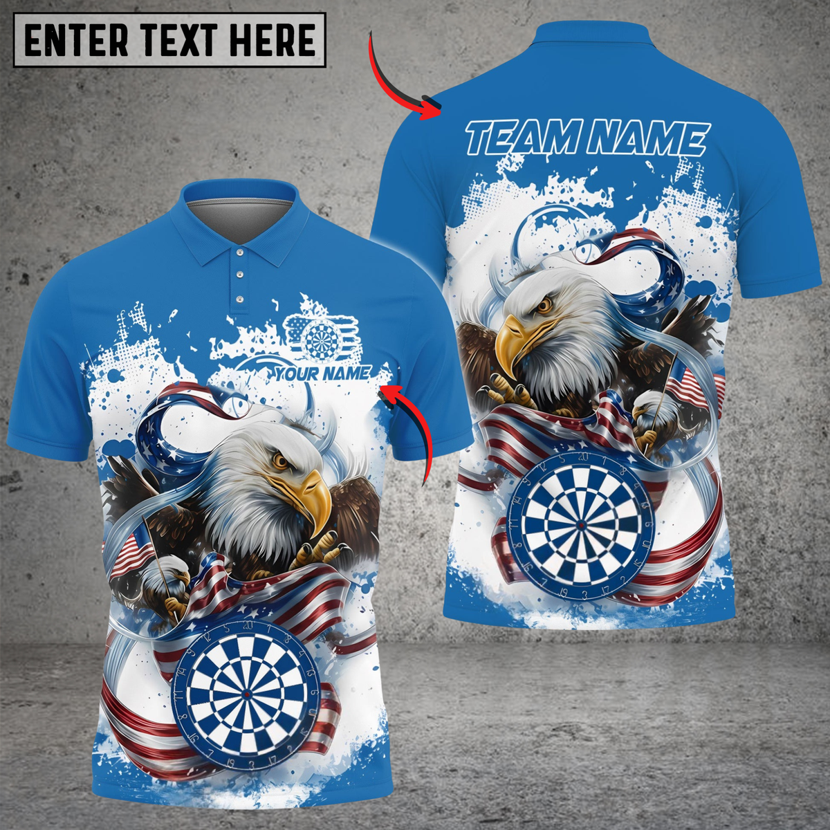 Blisscorners Darts Eagle Flag Patriot Blue Personalized Name Shirt