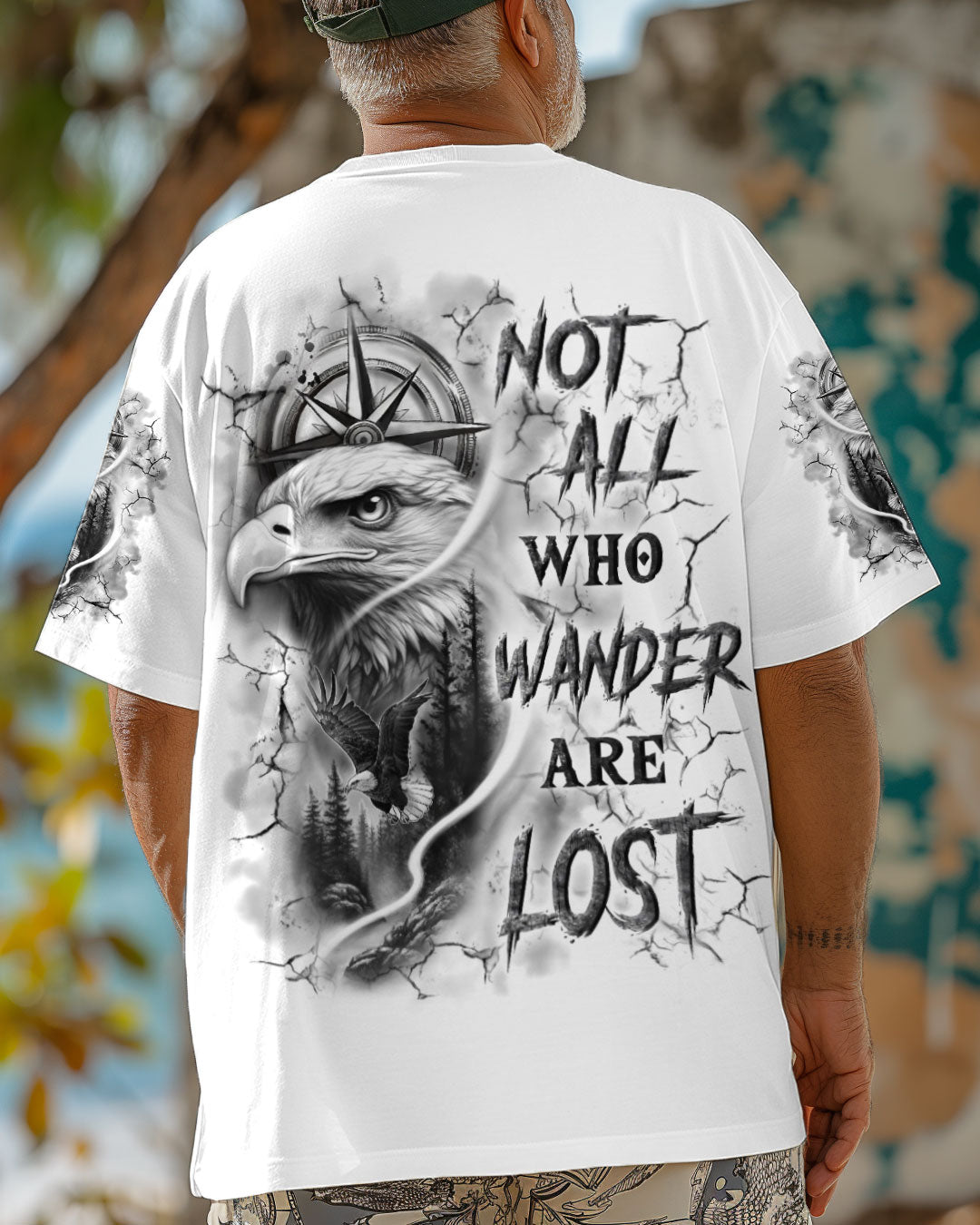 BLISSCORNERS NOT ALL WHO WANDER ARE LOST COMPASS ALL OVER PRINT
