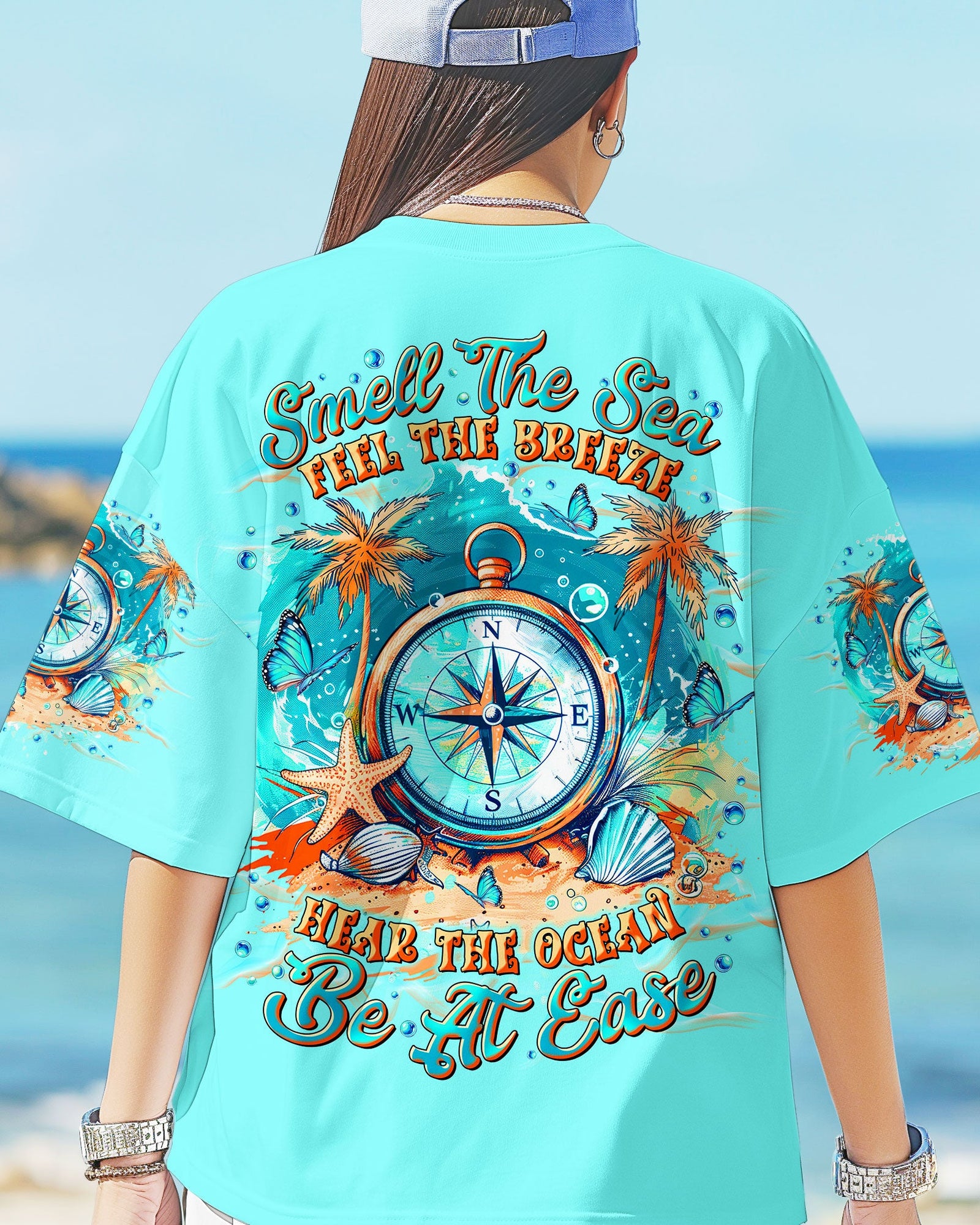BLISSCORNERS SMELL THE SEA FEEL THE BREEZE COMPASS ALL OVER PRINT