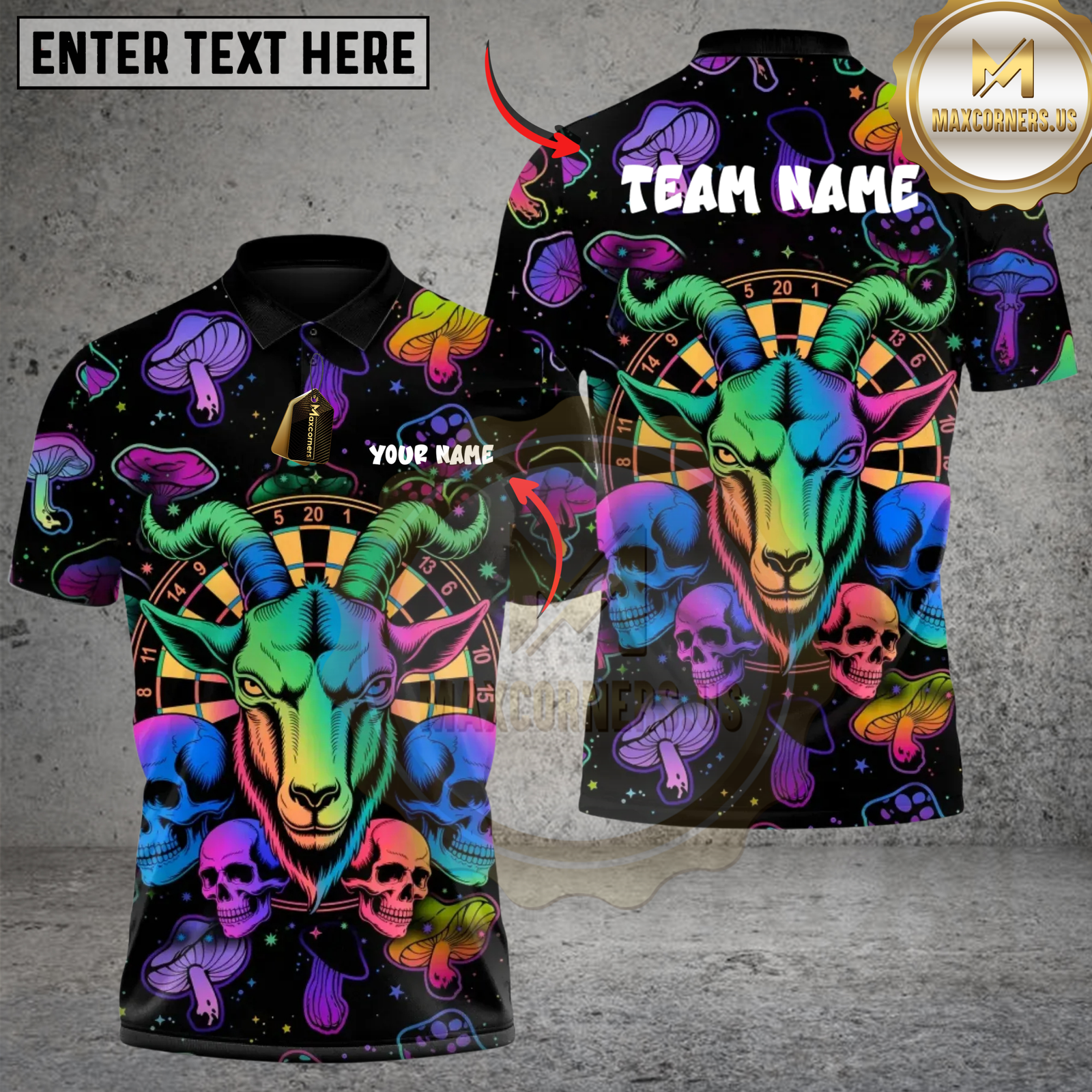 Blisscorners Darts Skull Legion Goat Of The Night Personalized Name 3D Unisex Shirt