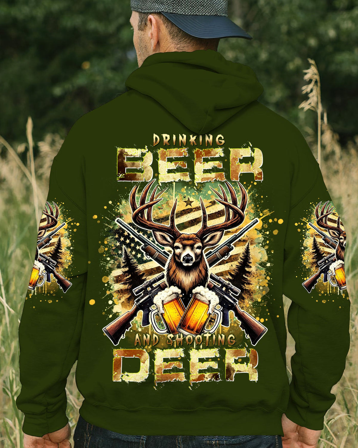 BLISSCORNERS DRINKING BEER AND SHOOTING DEER HUNTING ALL OVER PRINT