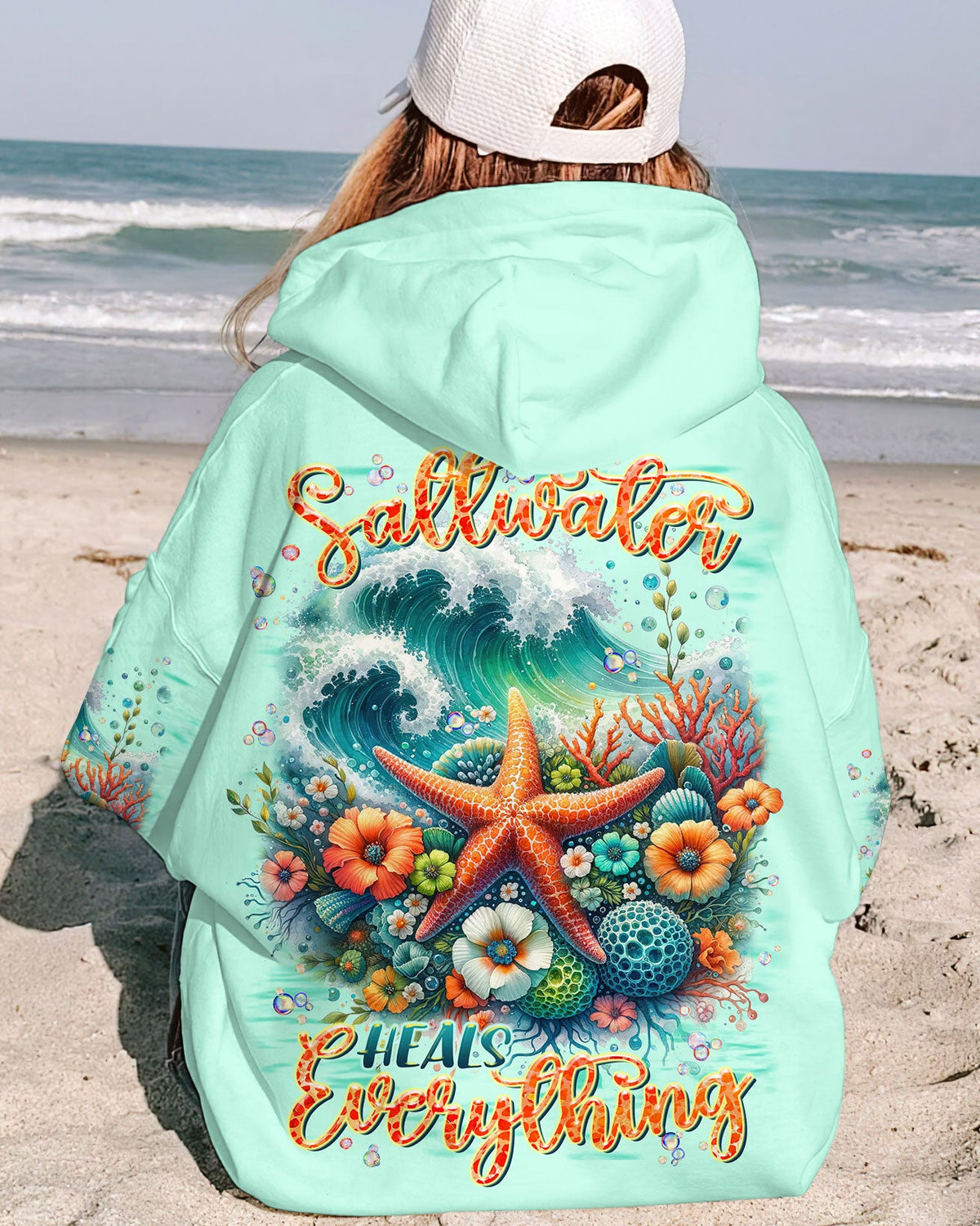 BLISSCORNERS SALTWATER HEALS EVERYTHING STARFISH ALL OVER PRINT
