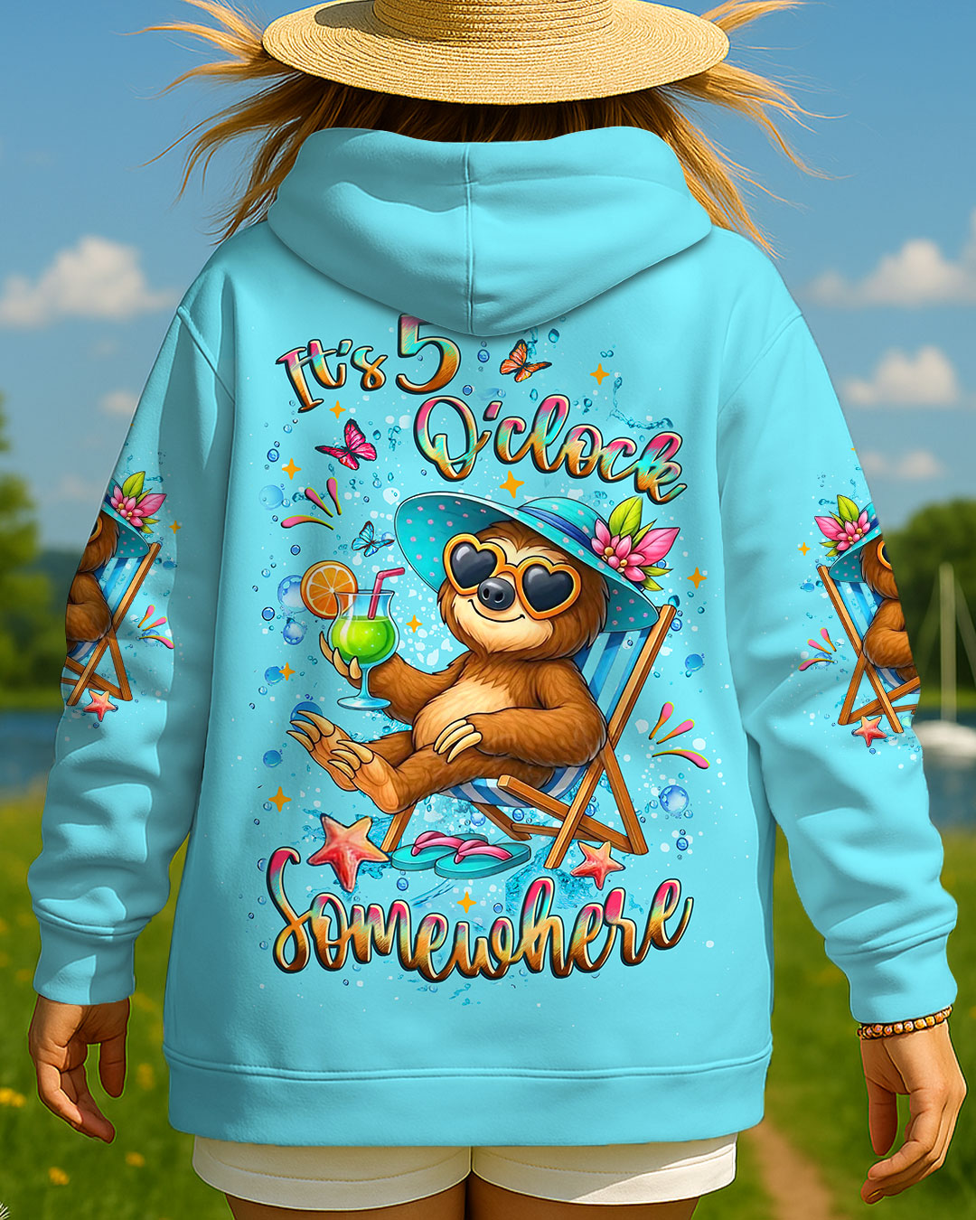 BLISSCORNERS IT'S 5 O'CLOCK SOMEWHERE SLOTH ALL OVER PRINT