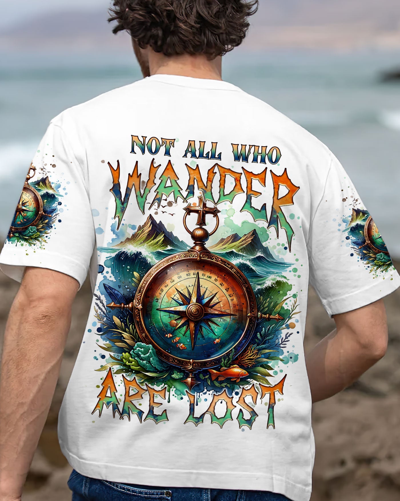 BLISSCORNERS NOT ALL WHO WANDER ARE LOST COMPASS ALL OVER PRINT
