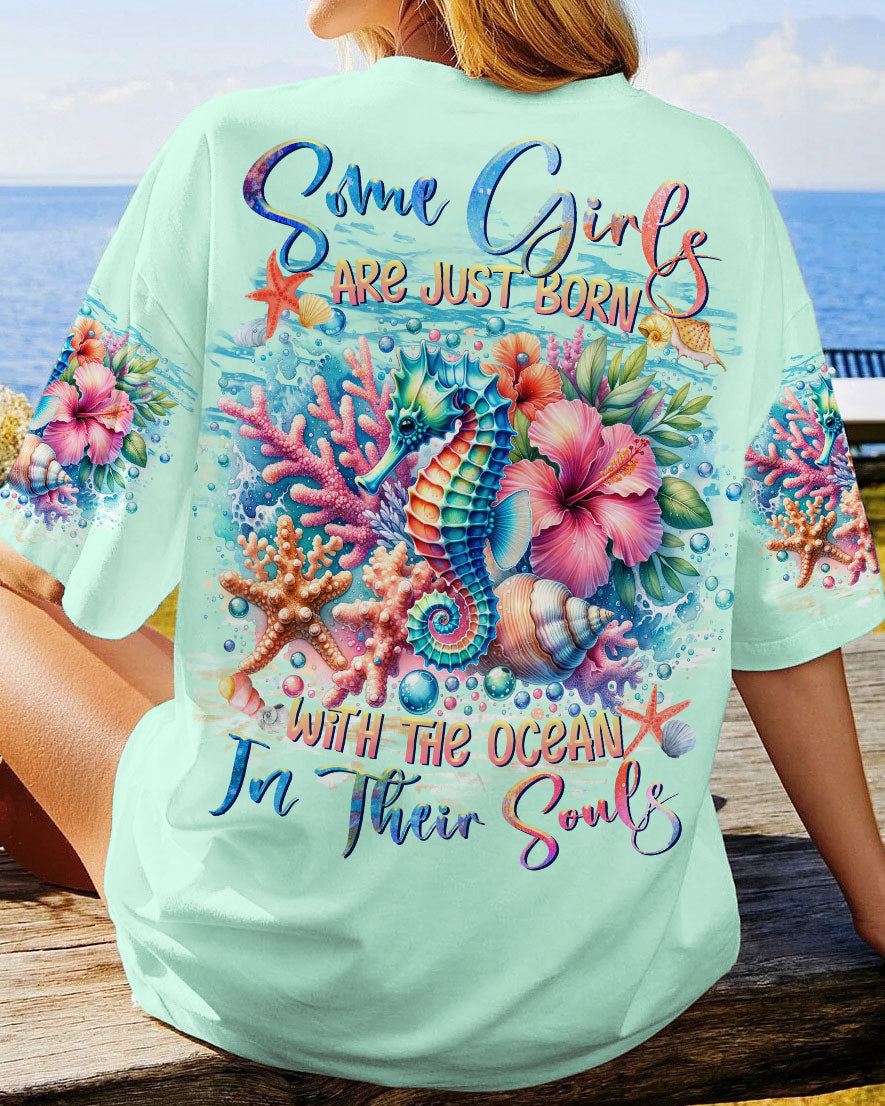 BLISSCORNERS SOME GIRLS ARE JUST BORN SEAHORSE ALL OVER PRINT