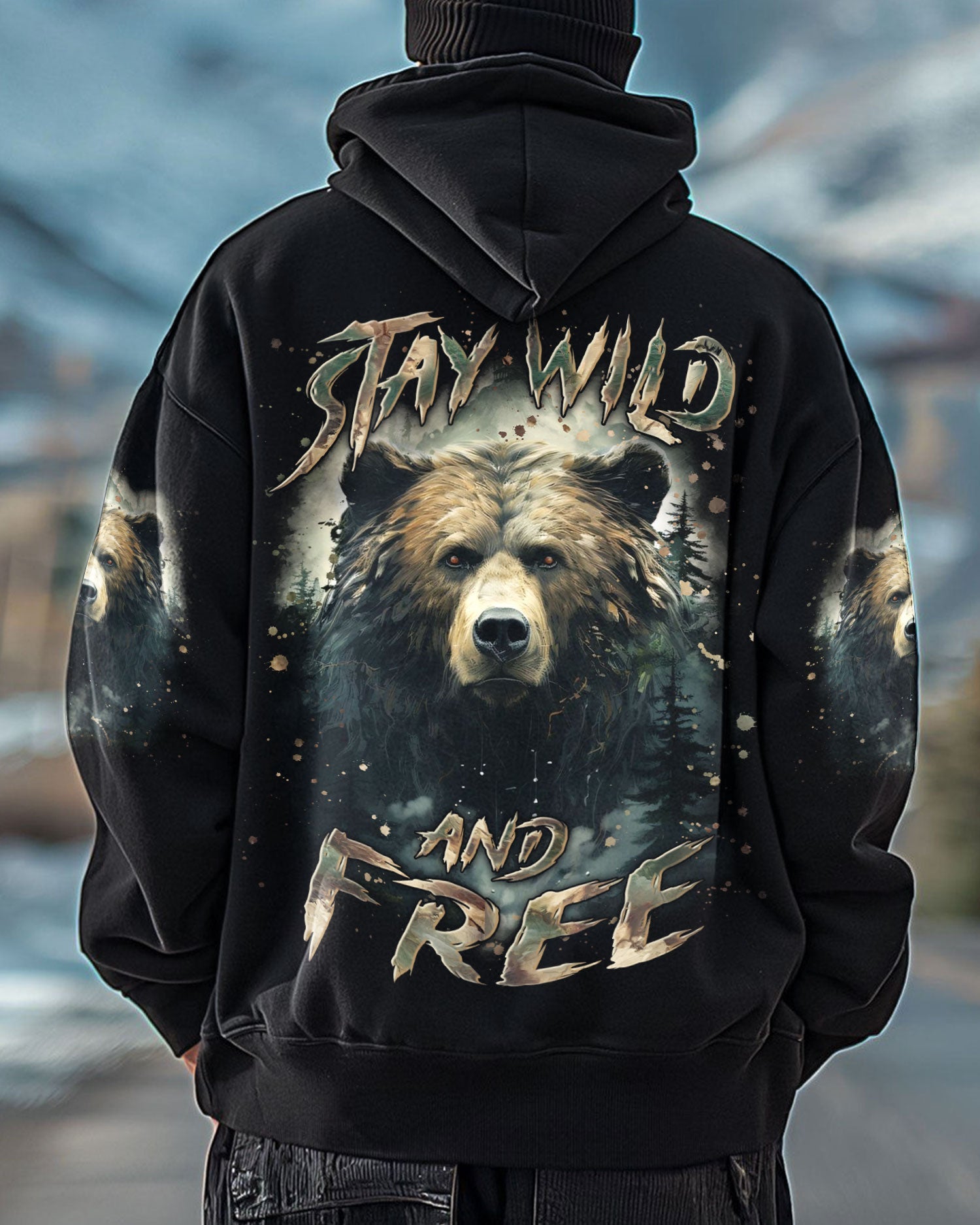 BLISSCORNERS STAY WILD AND FREE BEAR ALL OVER PRINT