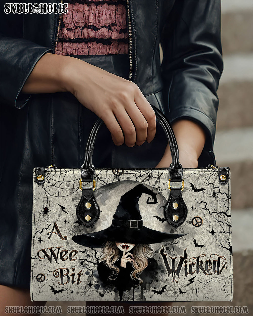 BLISSCORNERS A WEE BIT WICKED HALLOWEEN LEATHER HANDBAG
