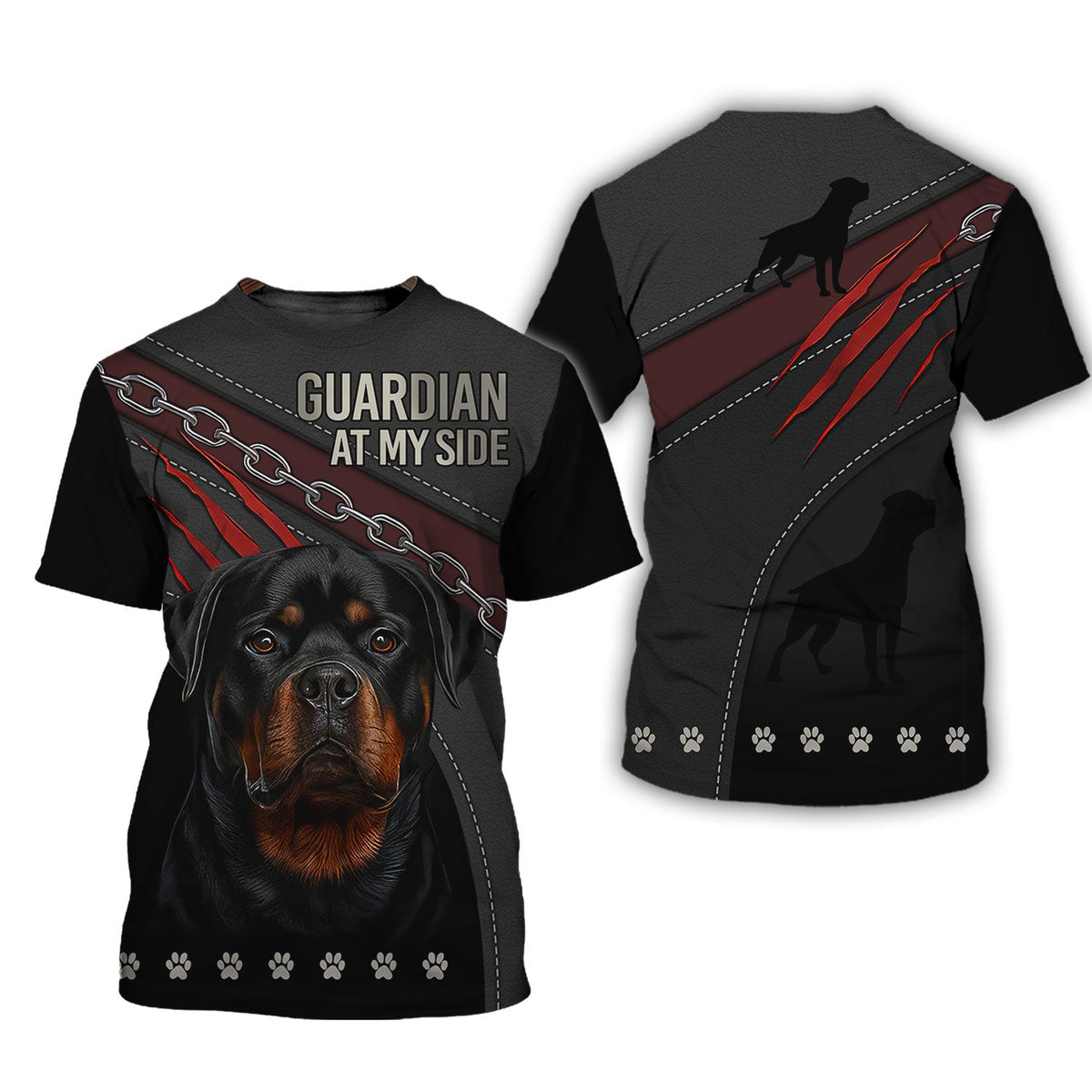 Blisscorners Rottweiler Guardian T-Shirt - 3D Dog Design for Loyal Protectors