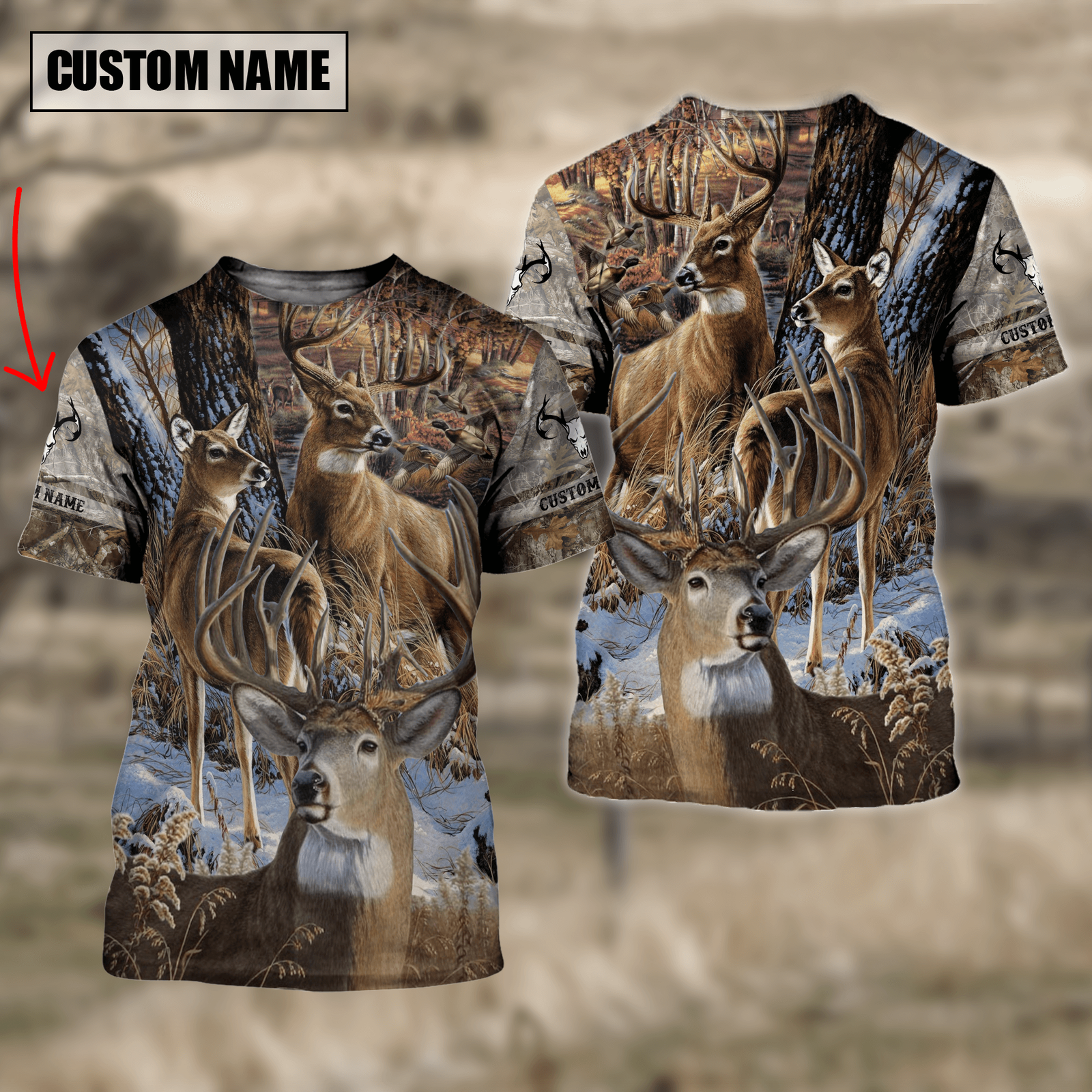 Blisscorners Custom Name Hunting Deer Autunm Style Shirt 3D Shirts