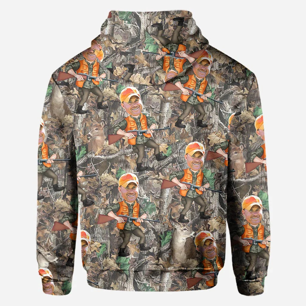 Blisscorners Photo Inserted Hunter, Personalized Hunting All Over Shirt, Personalized 3D Hoodie For Hunting Lover
