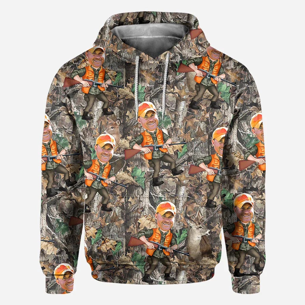 Blisscorners Photo Inserted Hunter, Personalized Hunting All Over Shirt, Personalized 3D Hoodie For Hunting Lover