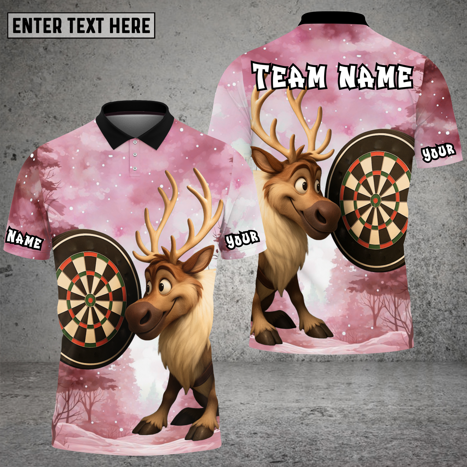 Blisscorners Reindeer Christmas Dartboard  Winter Multioptions Personalized Name, Team Name Unisex 3D Shirt (4 Colors)
