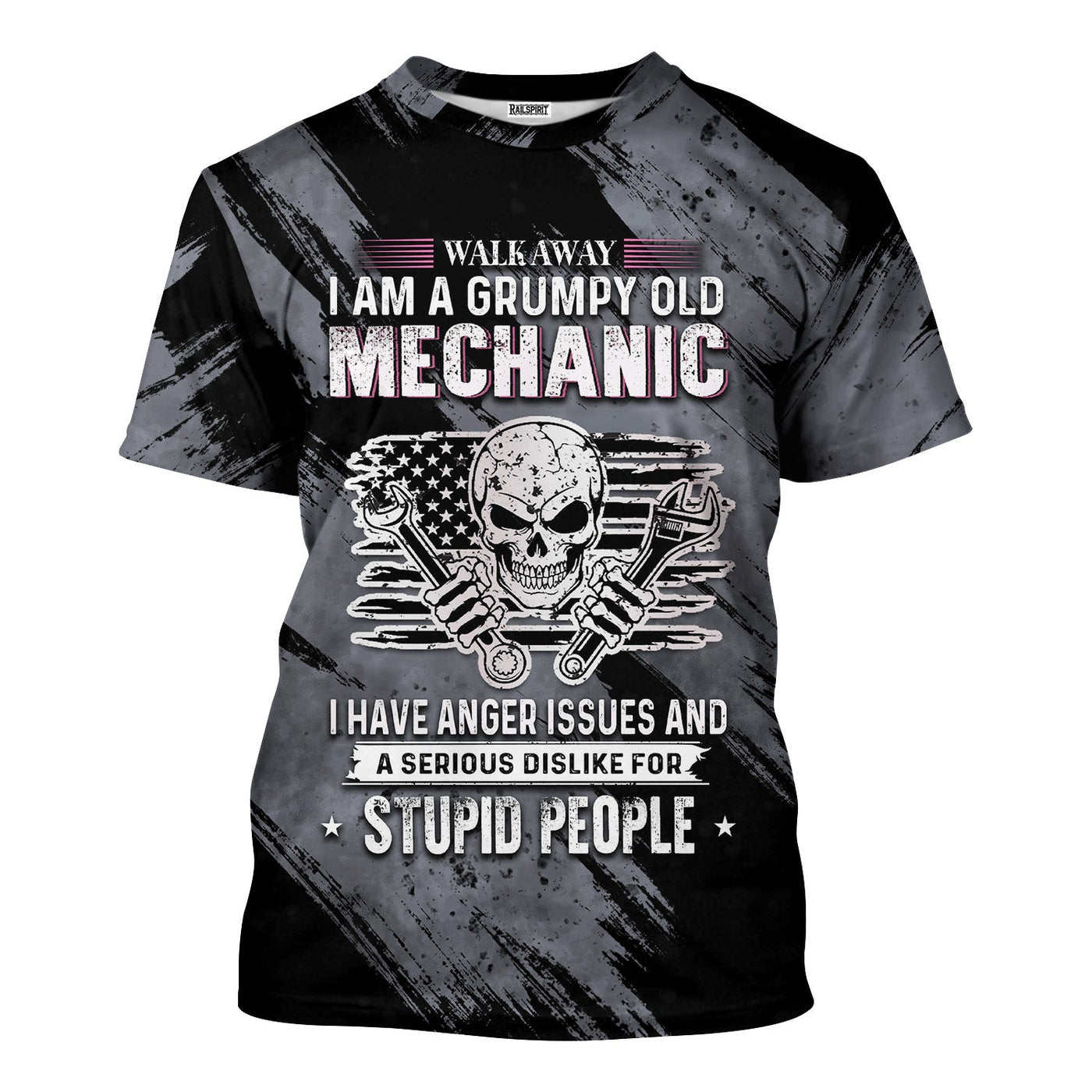 Blisscorners Walk Away I Am A Grumpy Old Mechanic Shirt Printed Vintage Mechanic Unisex T Shirt