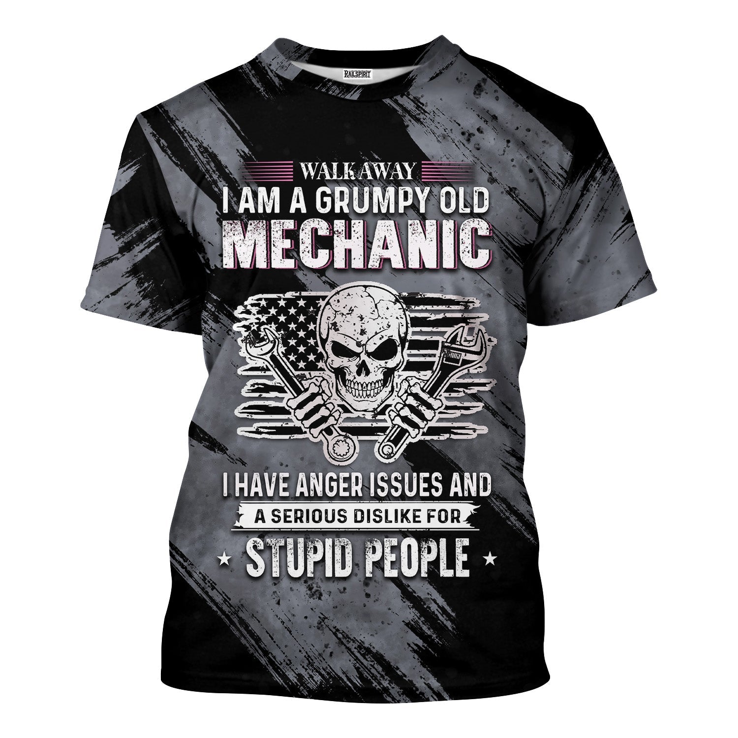 Blisscorners Walk Away I Am A Grumpy Old Mechanic Shirt Printed Vintage Mechanic Unisex T Shirt