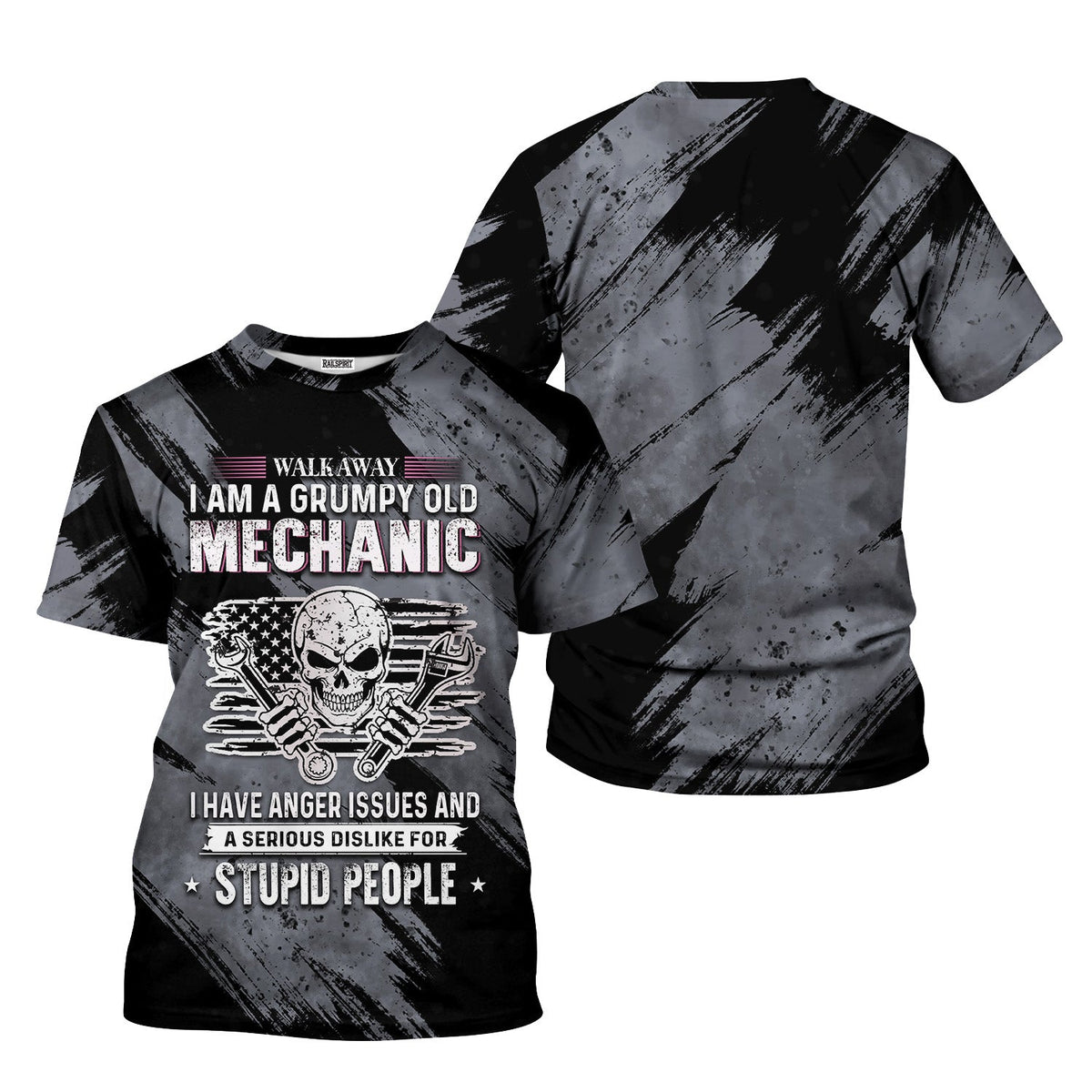 Blisscorners Walk Away I Am A Grumpy Old Mechanic Shirt Printed Vintage Mechanic Unisex T Shirt