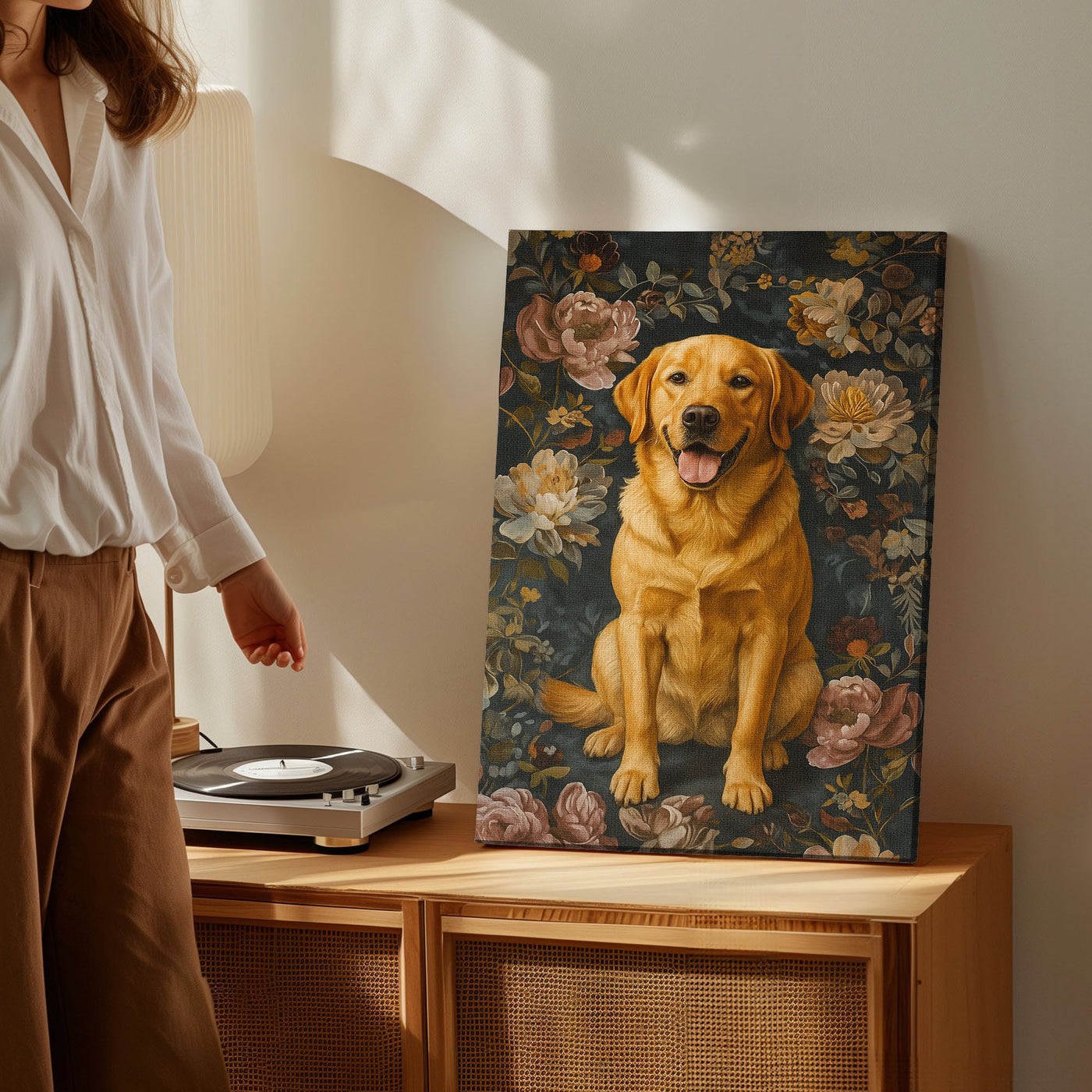 Blisscorners Rustic Labrador Canvas Wall Art – Floral Hunting Cabin Décor5 LM2611