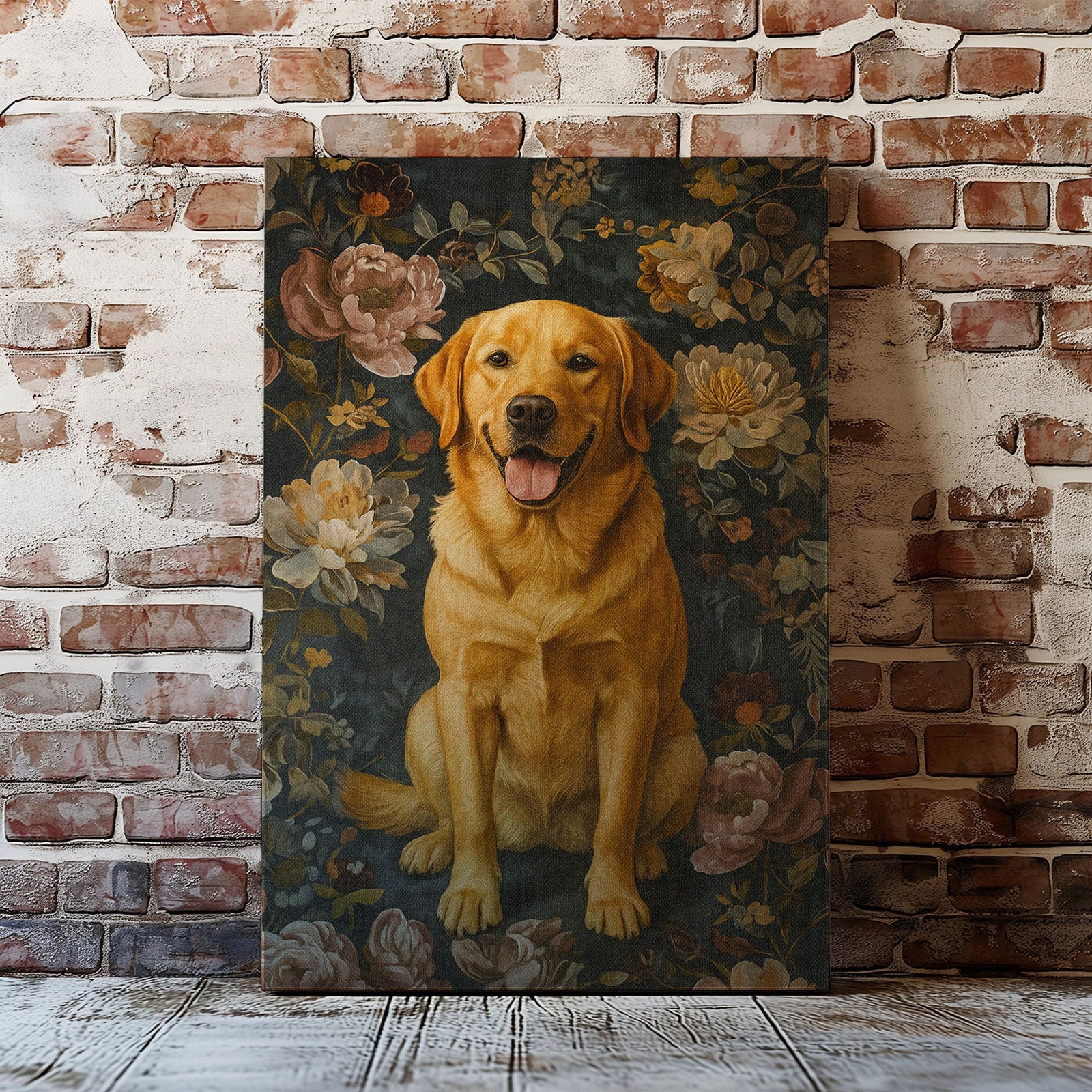 Blisscorners Rustic Labrador Canvas Wall Art – Floral Hunting Cabin Décor5 LM2611